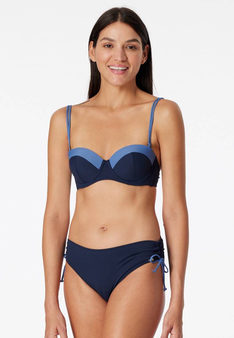 Schiesser Bandeau Bügel-Bikini Softcups variable Träger Midi-Slip verstellbare Seiten nachtblau - Ocean Swim Vatertagsangebot