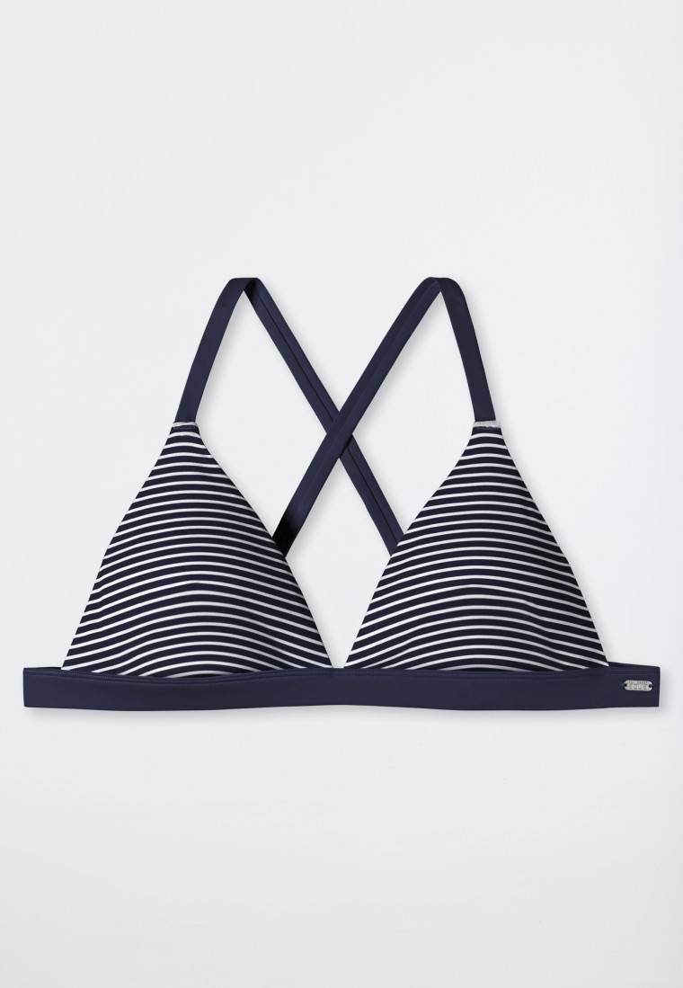Schiesser Bikini Triangel-Top herausnehmbare Cups variable Träger Streifen dunkelblau - Mix & Match Reflections Valentinstagsangebot