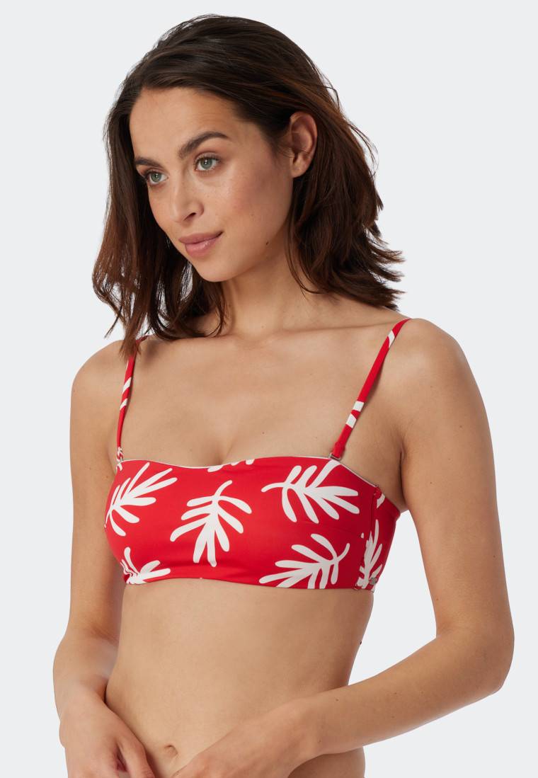 Schiesser Bandeau Bikini-Top gefüttert Softcups variable Träger Korallen rot - Mix & Match Coral Life Jubiläumsangebot