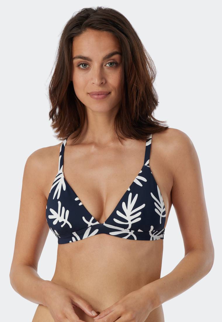 Schiesser Bikini Triangel-Top herausnehmbare Cups variable Träger Korallen dunkelblau-gemustert - Mix & Match Coral Life Lagerräumung