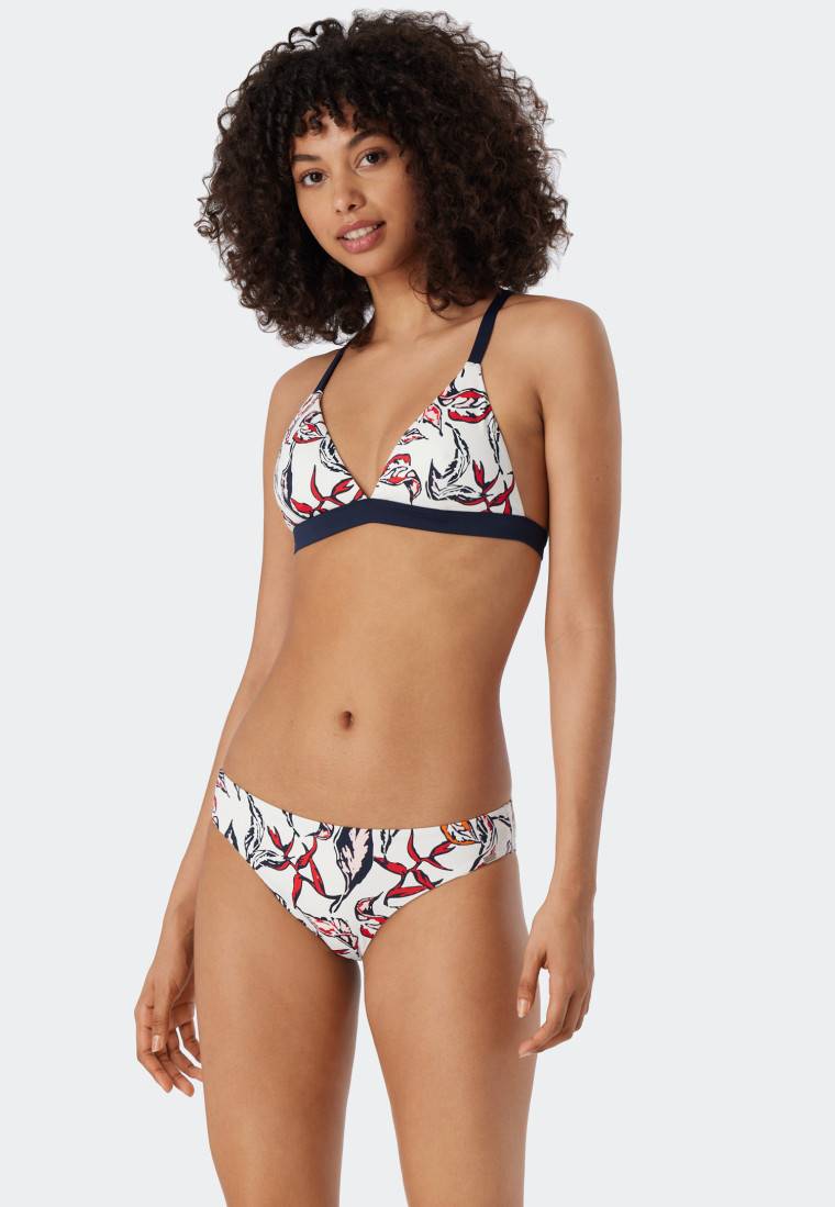 Schiesser Triangel-Bikini herausnehmbare Softcups variable Träger gefüttert Mini-Slip Blumenprint mehrfarbig - Deep Sea Top Angebot