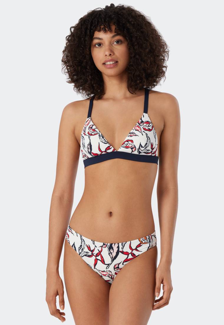 Schiesser Triangel-Bikini herausnehmbare Softcups variable Träger gefüttert Mini-Slip Blumenprint mehrfarbig - Deep Sea Top Angebot
