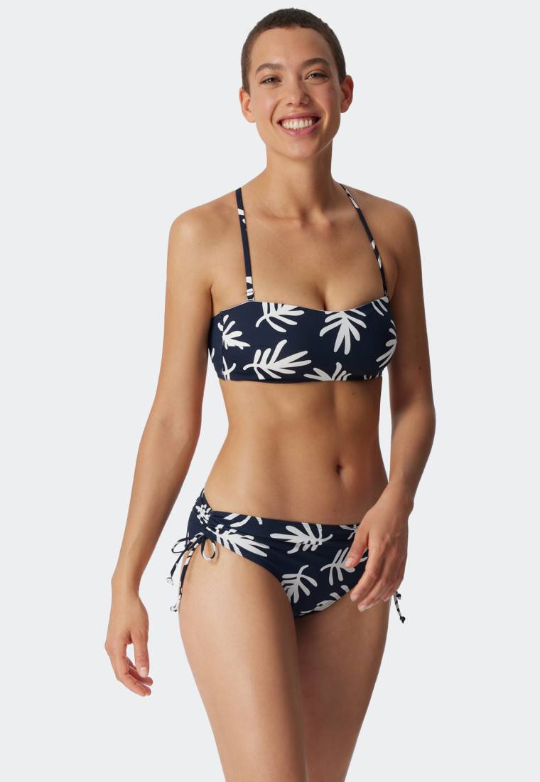 Schiesser Bandeau Bikini-Top gefüttert Softcups variable Träger Korallen dunkelblau-gemustert - Mix & Match Coral Life Online Outlet