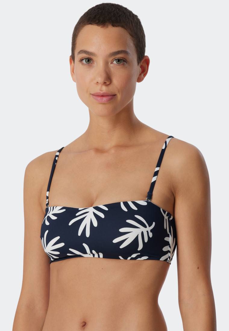 Schiesser Bandeau Bikini-Top gefüttert Softcups variable Träger Korallen dunkelblau-gemustert - Mix & Match Coral Life Online Outlet