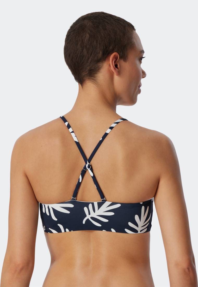 Schiesser Bandeau Bikini-Top gefüttert Softcups variable Träger Korallen dunkelblau-gemustert - Mix & Match Coral Life Online Outlet