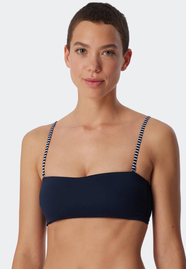 Schiesser Bandeau Bikini-Top gefüttert Softcups variable Träger dunkelblau - Mix & Match Reflections Exklusive Angebote
