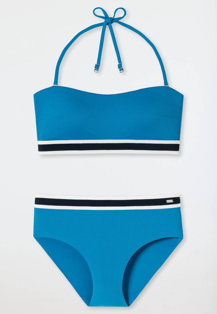 Schiesser Bandeau Bikini-Set Softpads variable Träger Midi-Slip Ripp-Optik aquarium - Underwater Neuheiten
