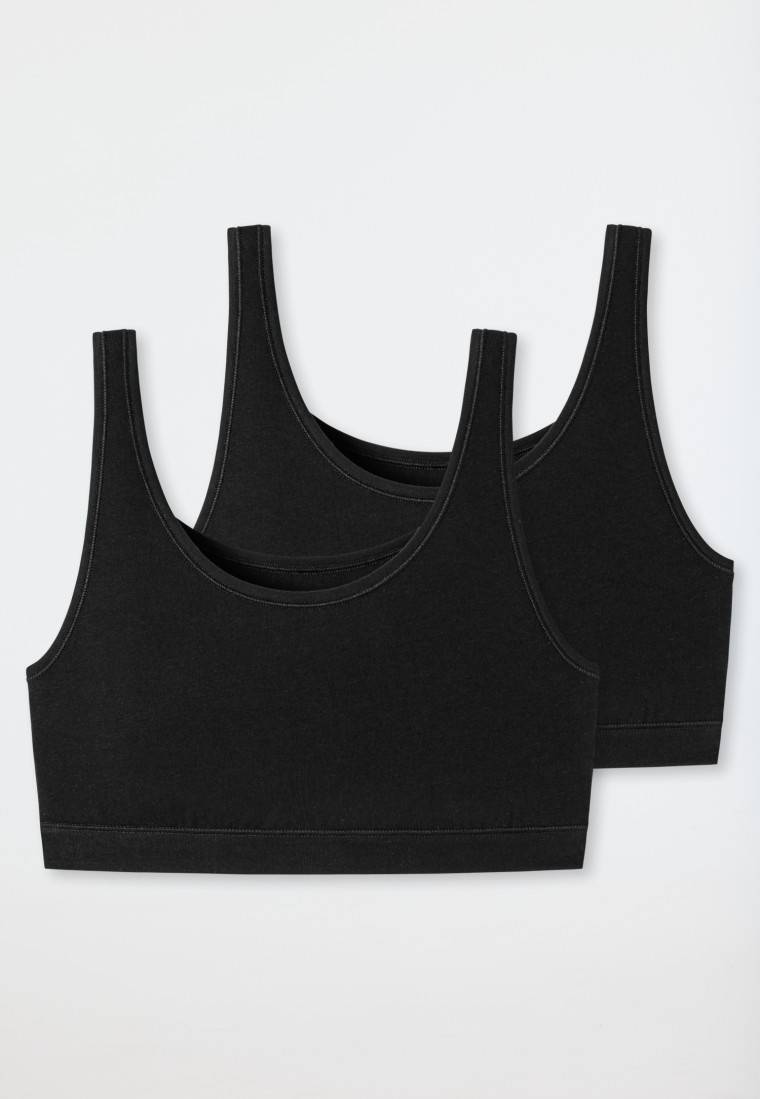 Schiesser Bustier 2er-Pack ohne Cups Organic Cotton schwarz - 95/5 Clearance-Verkauf