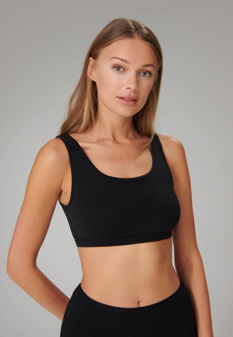 Schiesser Bustier 2er-Pack ohne Cups Organic Cotton schwarz - 95/5 Clearance-Verkauf