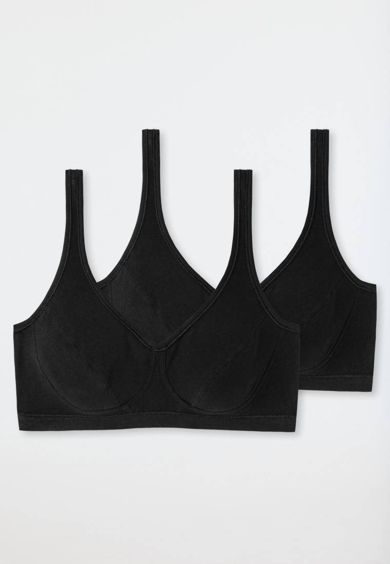 Schiesser Bustier 2er-Pack mit Cups Organic Cotton schwarz - 95/5 Kostenloser Versand international