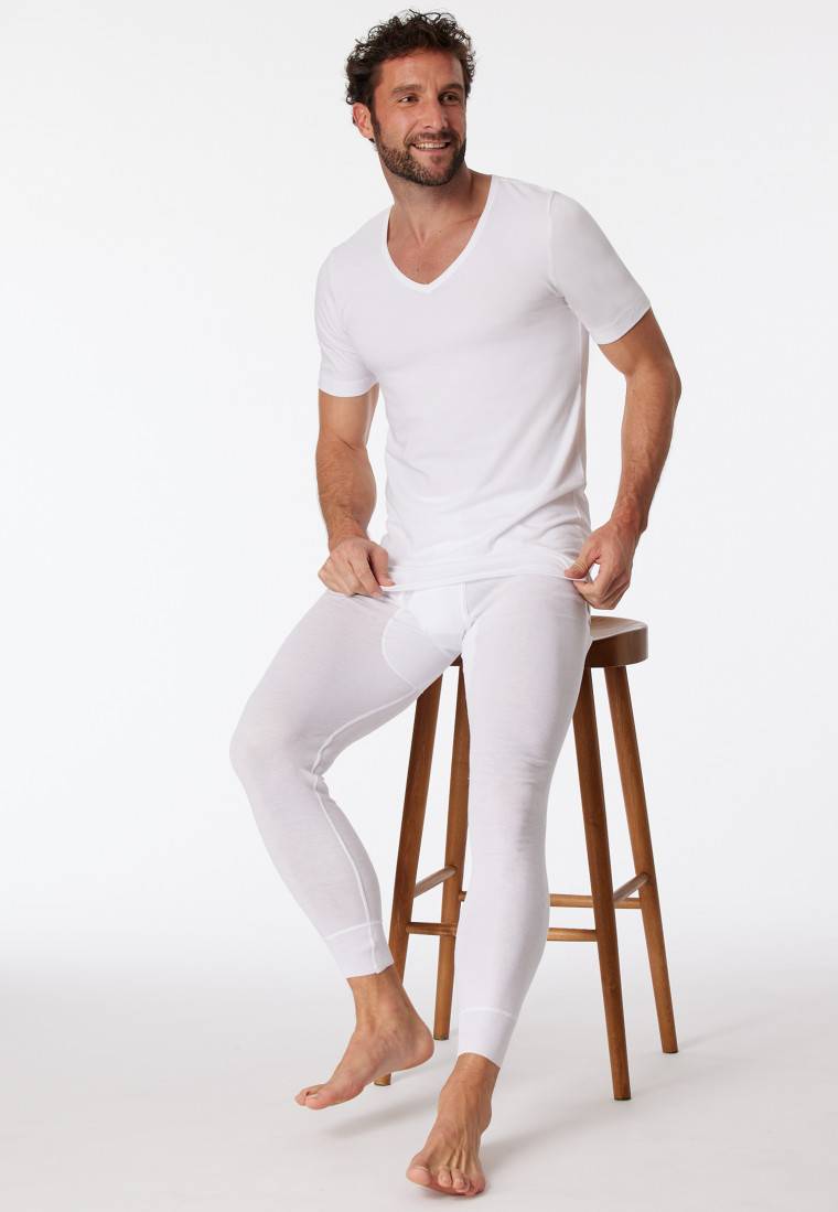 Schiesser Shirts kurzarm 2er-Pack Organic Cotton tiefer V-Ausschnitt weiß – 95/5 Großer Ausverkauf