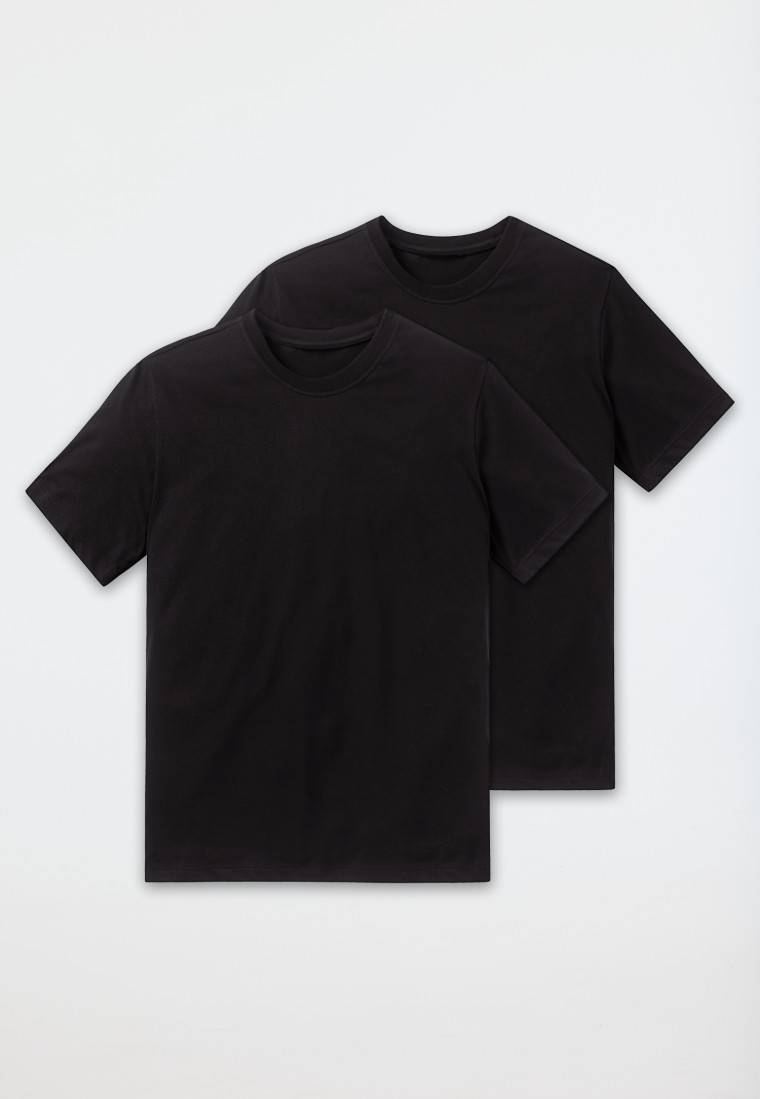 Schiesser Shirt kurzarm Jersey 2er-Pack rundhals schwarz - American T-Shirt Online Shopping