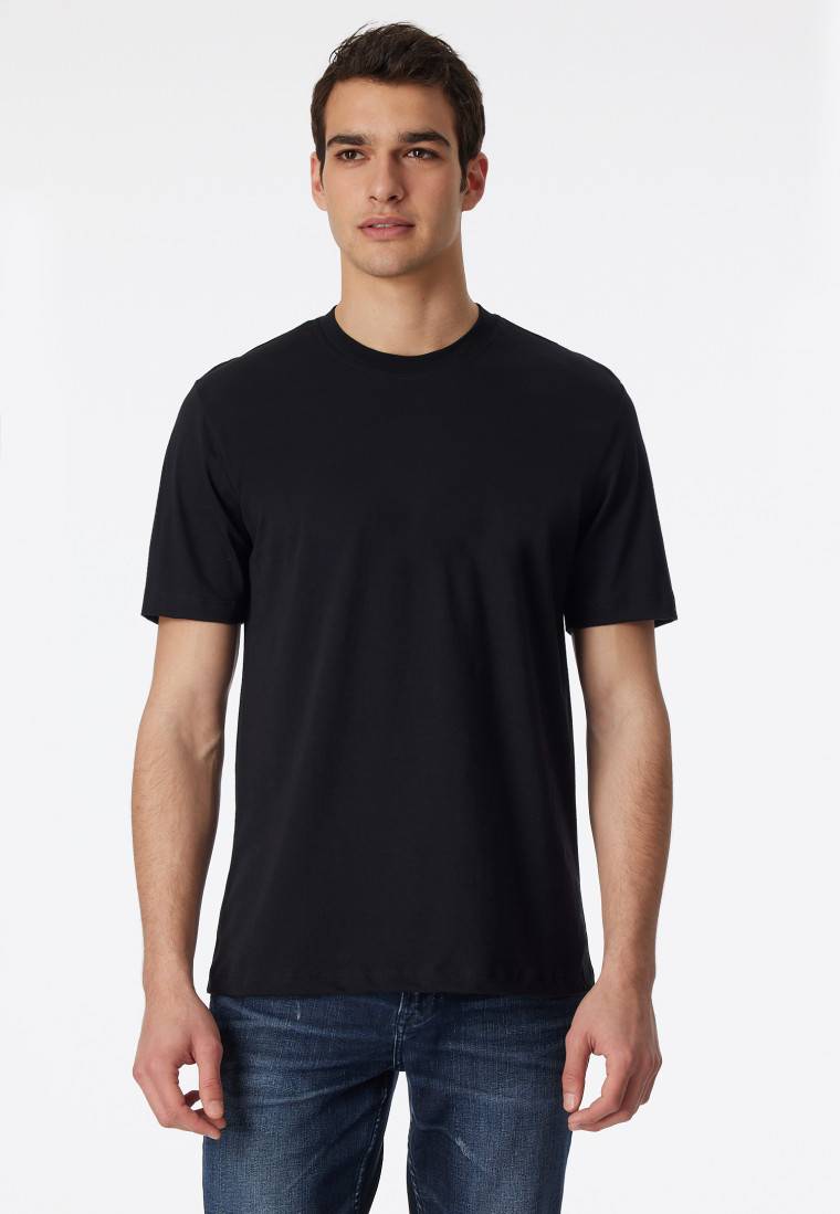 Schiesser Shirt kurzarm Jersey 2er-Pack rundhals schwarz - American T-Shirt Online Shopping