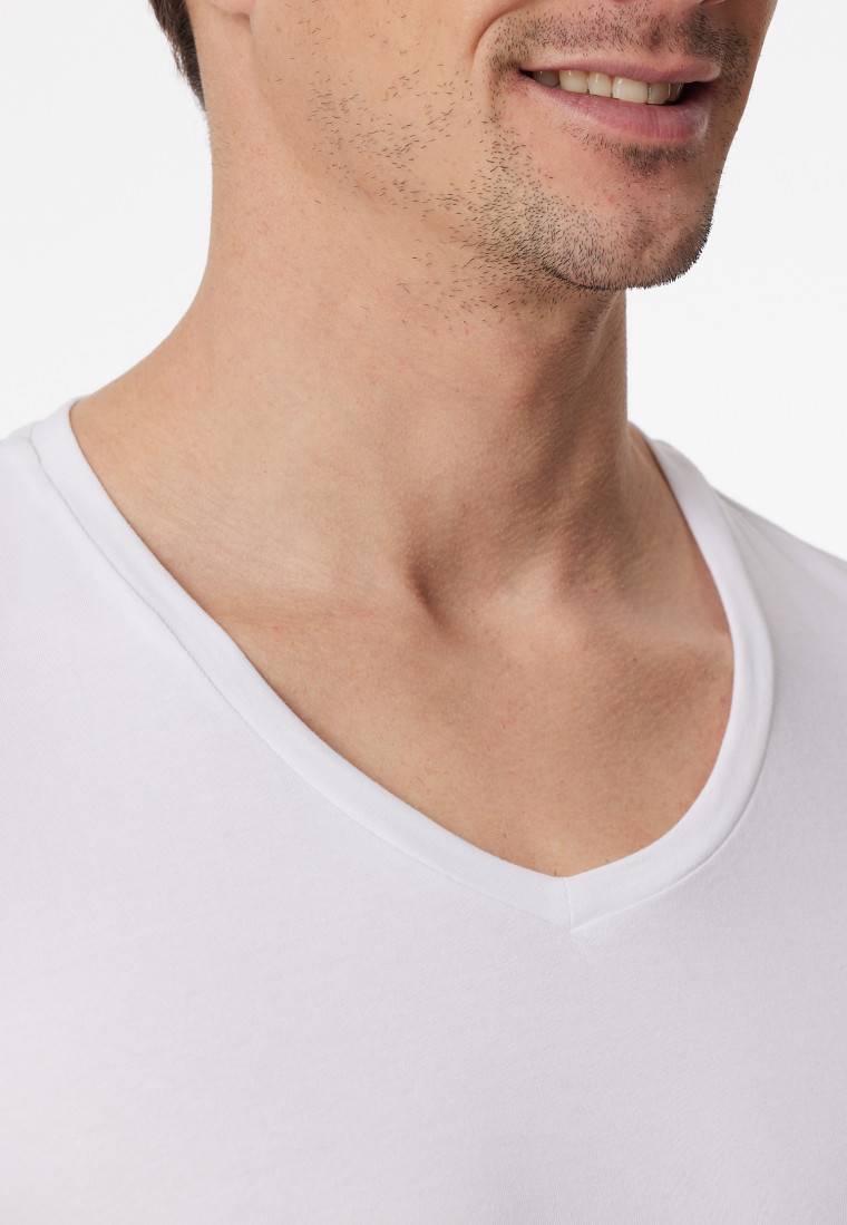 Schiesser Shirt kurzarm V-Ausschnitt weiß - Premium Cotton Preisnachlass