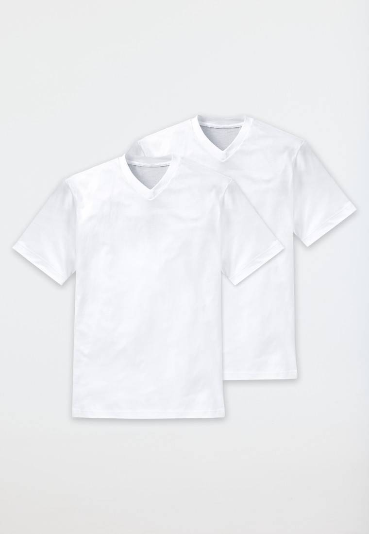 Schiesser Shirt kurzarm Jersey 2er-Pack V-Ausschnitt weiß - American T-Shirt Saisonschlussverkauf
