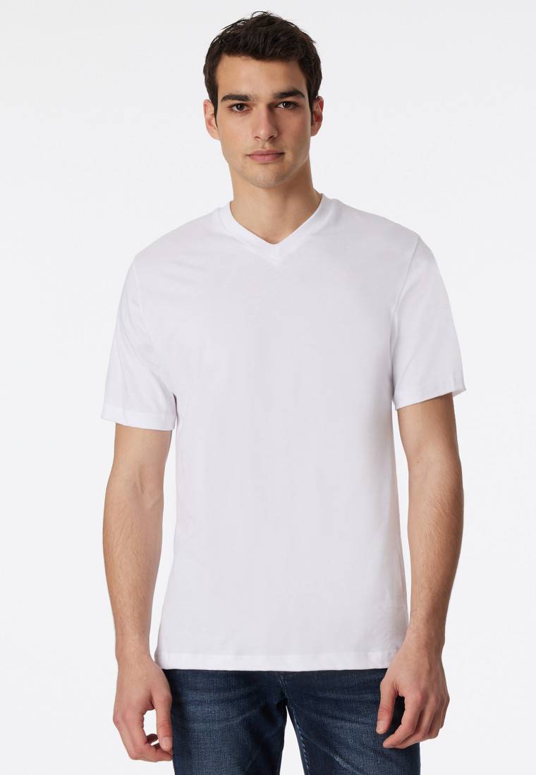Schiesser Shirt kurzarm Jersey 2er-Pack V-Ausschnitt weiß - American T-Shirt Saisonschlussverkauf