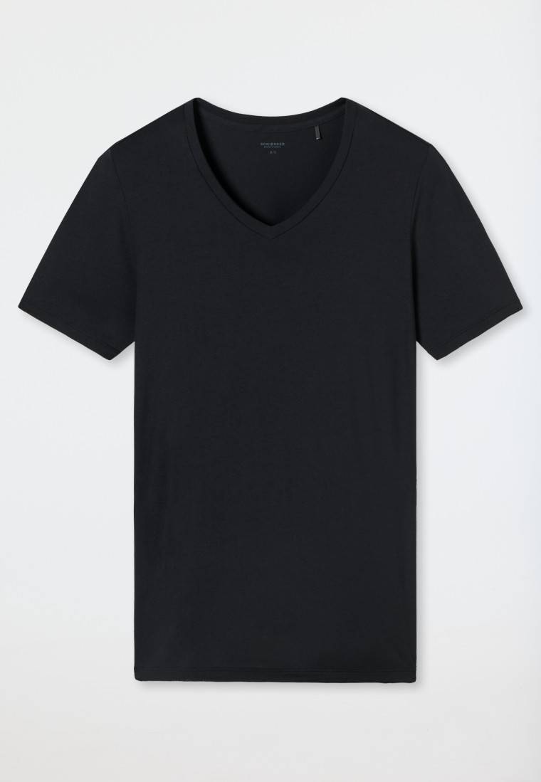 Schiesser Shirt kurzarm V-Ausschnitt schwarz - Premium Modal Vatertagsangebot
