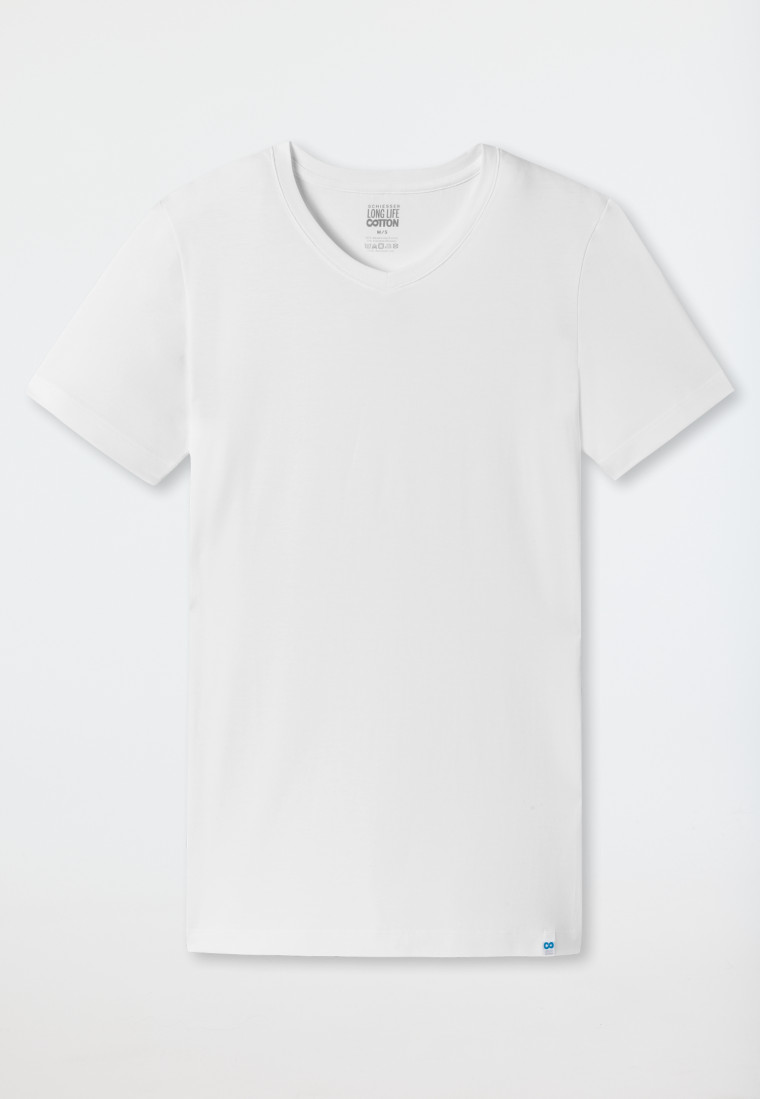Schiesser Shirt kurzarm V-Ausschnitt weiß - Long Life Cotton Valentinstagsangebot