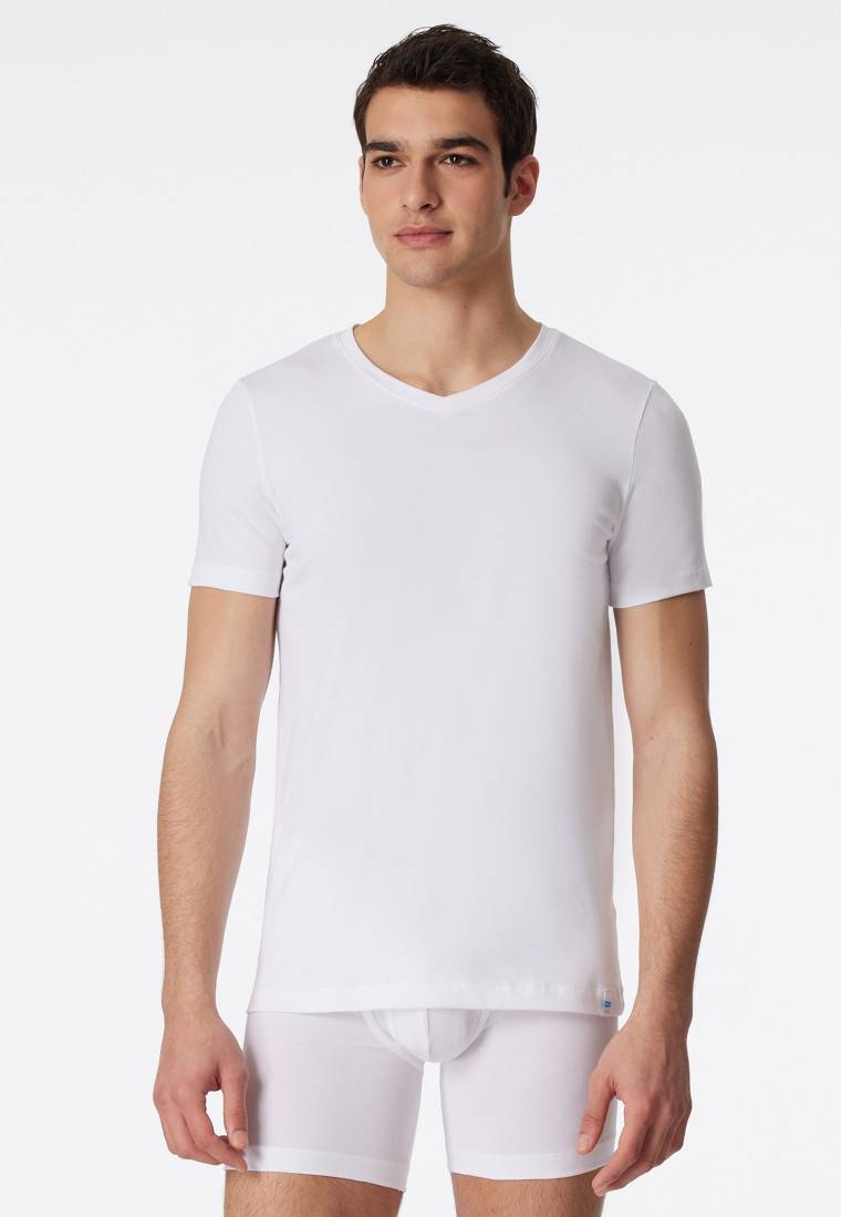 Schiesser Shirt kurzarm V-Ausschnitt weiß - Long Life Cotton Valentinstagsangebot