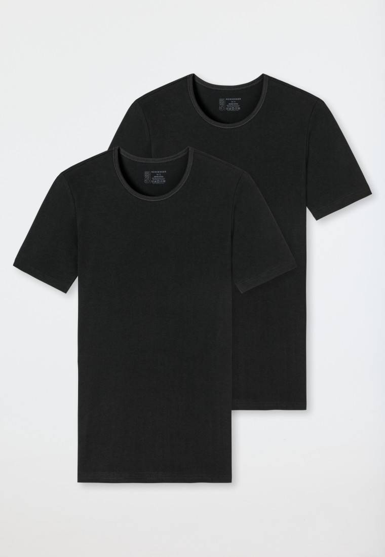 Schiesser Shirts kurzarm 2er-Pack Organic Cotton Rundhals schwarz - 95/5 Heißer Verkauf