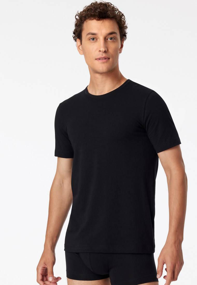 Schiesser Shirts kurzarm 2er-Pack Organic Cotton Rundhals schwarz - 95/5 Heißer Verkauf