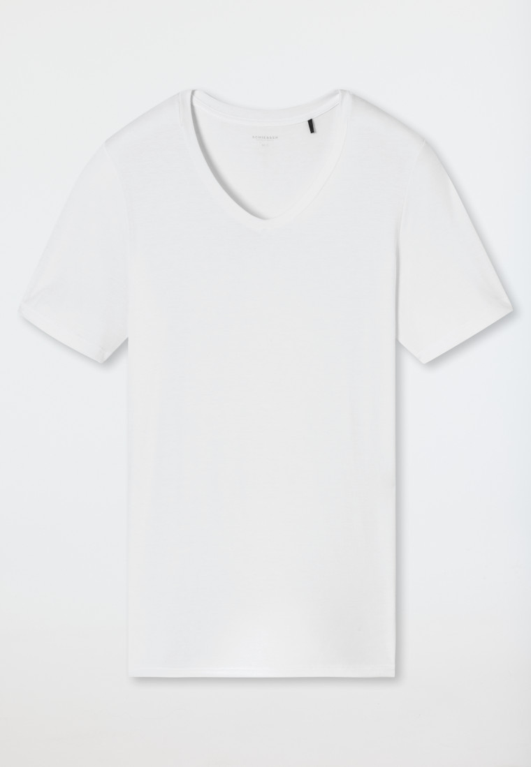 Schiesser Shirt kurzarm V-Ausschnitt weiß - Premium Modal Neueste Mode
