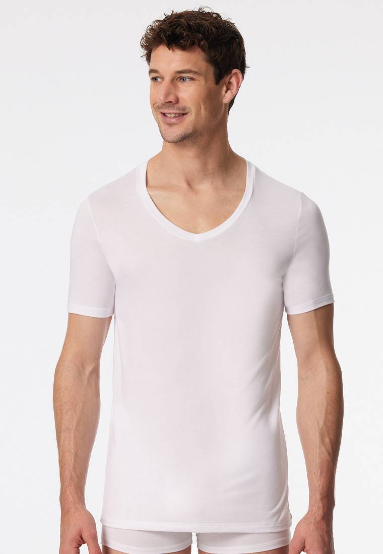 Schiesser Shirt kurzarm V-Ausschnitt weiß - Premium Modal Neueste Mode