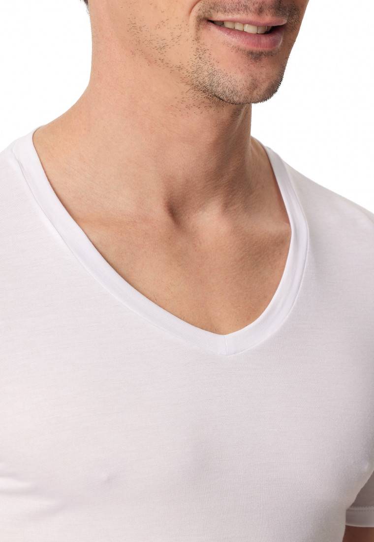 Schiesser Shirt kurzarm V-Ausschnitt weiß - Premium Modal Neueste Mode