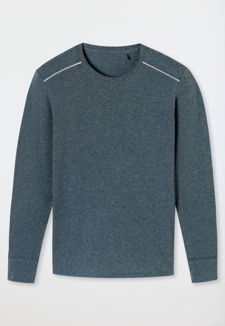 Schiesser Shirt langarm blau meliert - Comfort Fit Blitzangebot