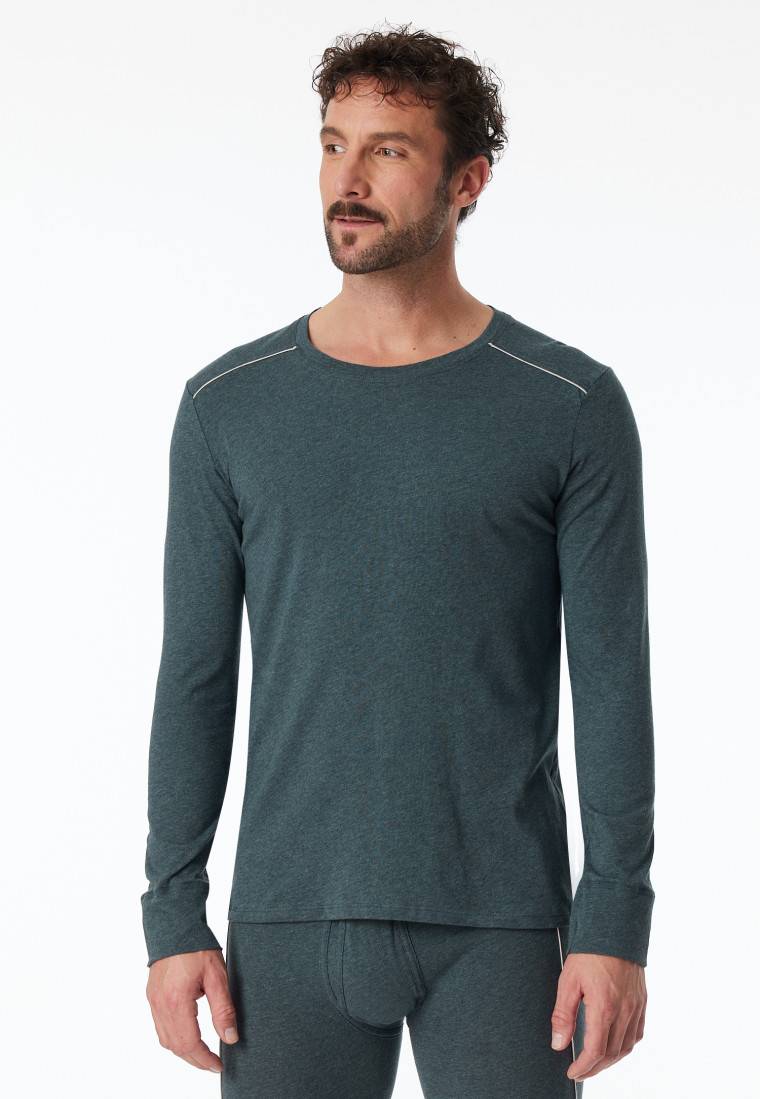 Schiesser Shirt langarm blau meliert - Comfort Fit Blitzangebot