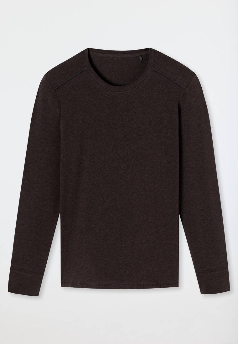 Schiesser Shirt langarm braun meliert - Comfort Fit Neuheiten