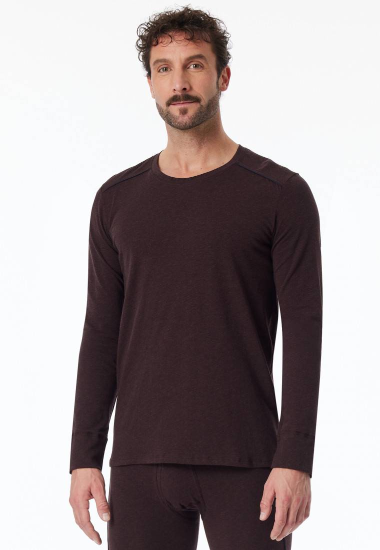 Schiesser Shirt langarm braun meliert - Comfort Fit Neuheiten