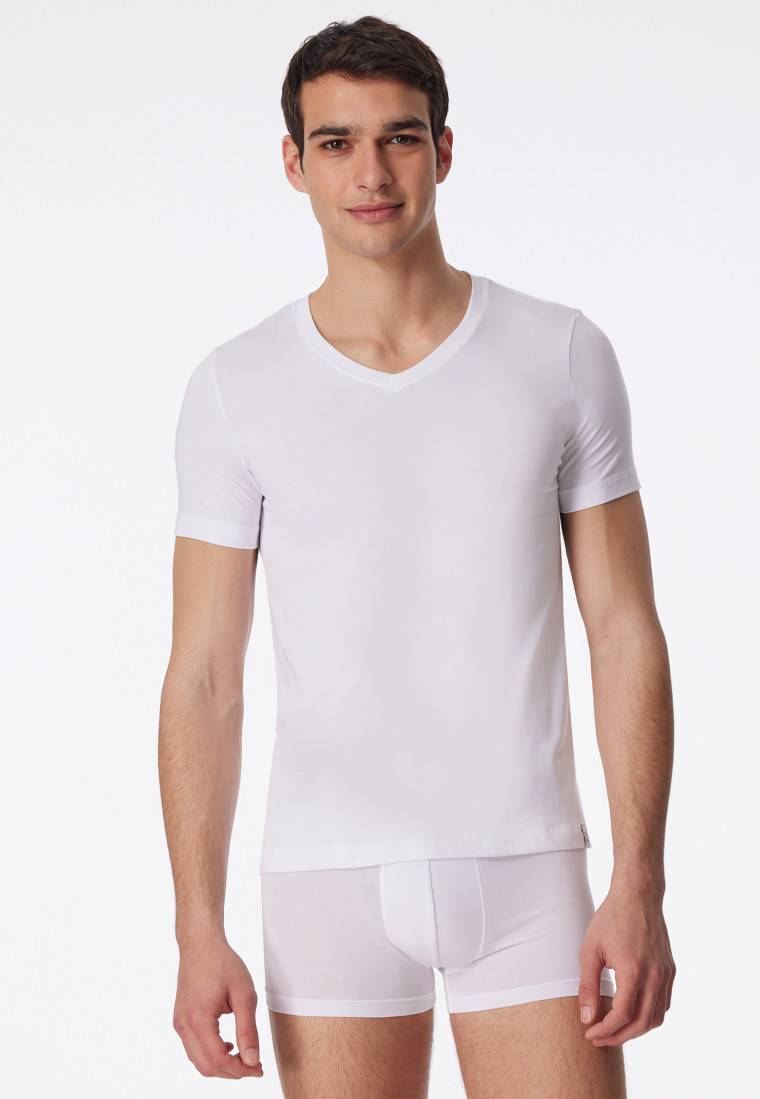 Schiesser Shirt kurzarm Jersey elastisch V-Ausschnitt weiß - Long Life Soft Tägliche Deals