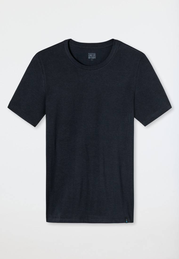 Schiesser Shirt kurzarm Jersey elastisch rundhals blauschwarz - Long Life Soft Wochenangebot