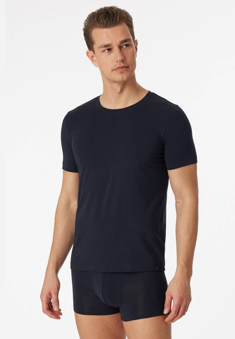 Schiesser Shirt kurzarm Jersey elastisch rundhals blauschwarz - Long Life Soft Wochenangebot