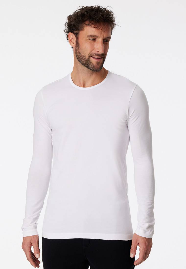 Schiesser Shirt langarm Organic Cotton Rundhals weiß - 95/5 Begrenzte Freigabe
