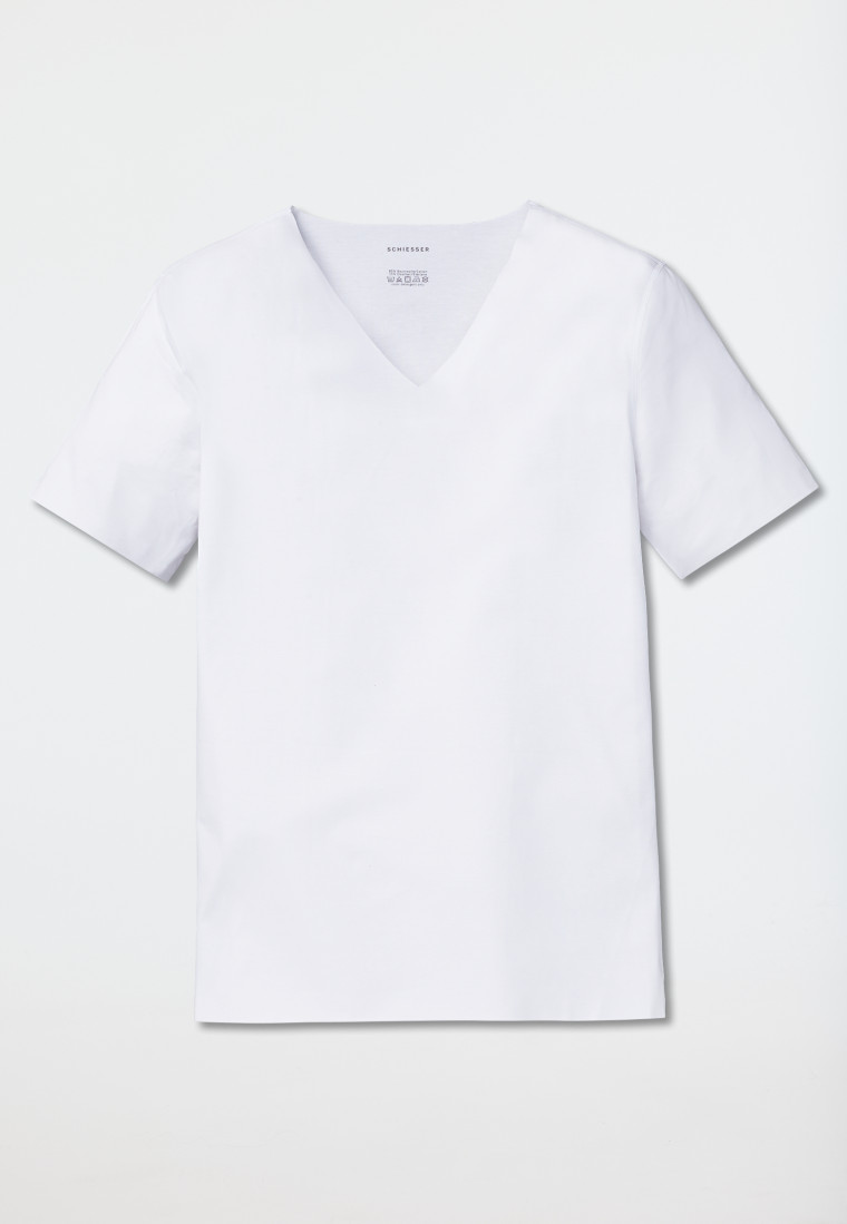 Schiesser Shirt Interlock seamless kurzarm V-Ausschnitt weiß - Laser Cut Letzte 3 Tage