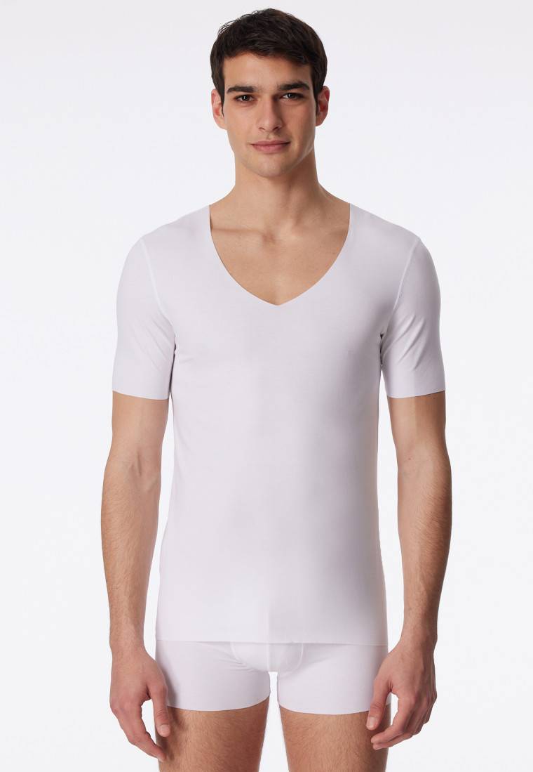 Schiesser Shirt Interlock seamless kurzarm V-Ausschnitt weiß - Laser Cut Letzte 3 Tage
