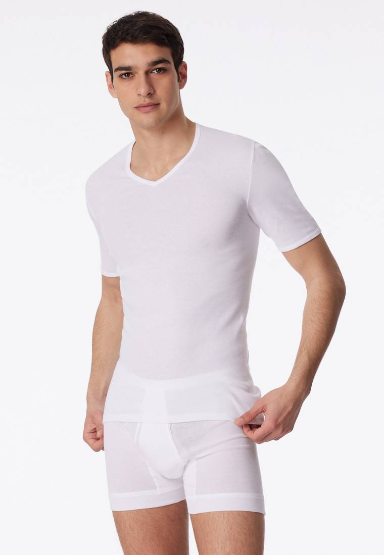 Schiesser Shirt kurzarm V-Ausschnitt Feinripp weiß - Original Classics JETZT KAUFEN