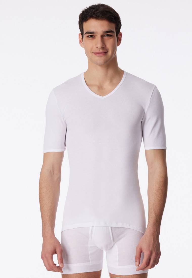 Schiesser Shirt kurzarm V-Ausschnitt Feinripp weiß - Original Classics JETZT KAUFEN