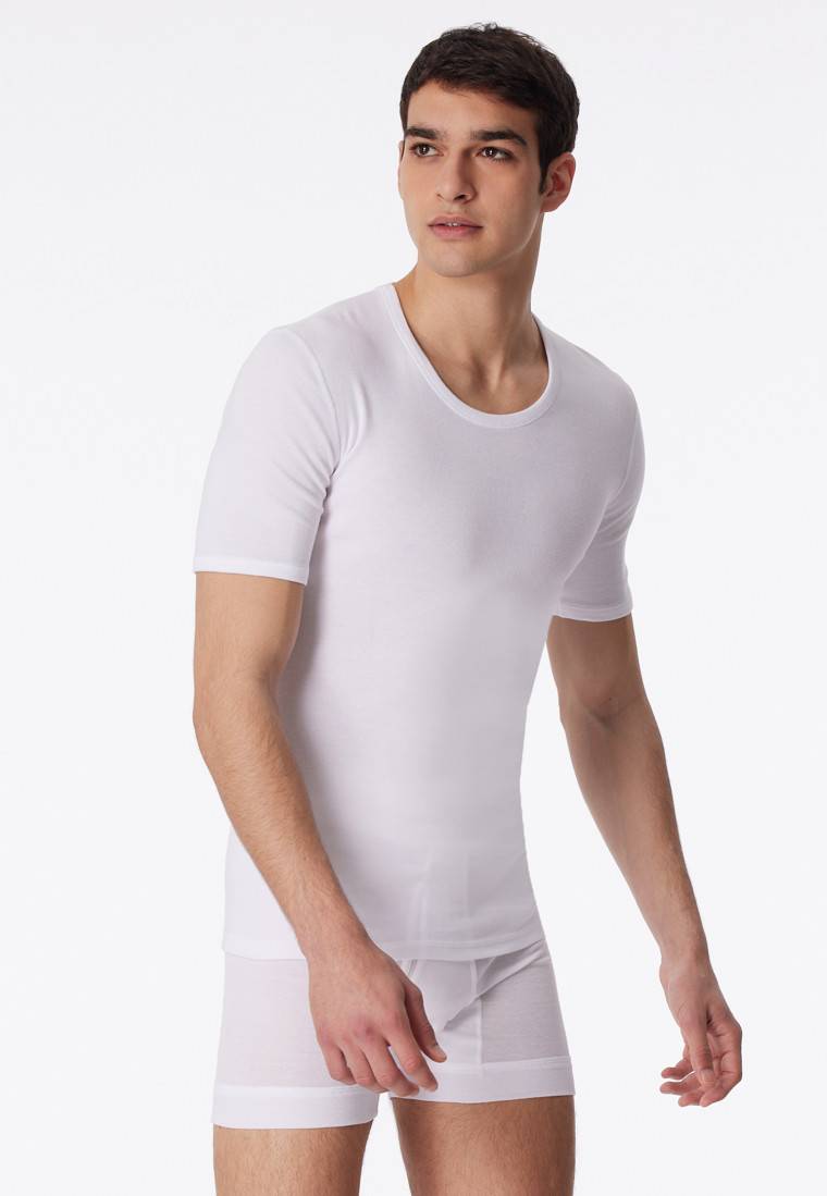 Schiesser Shirt kurzarm weiß - Essentials Feinripp Letzter Tag