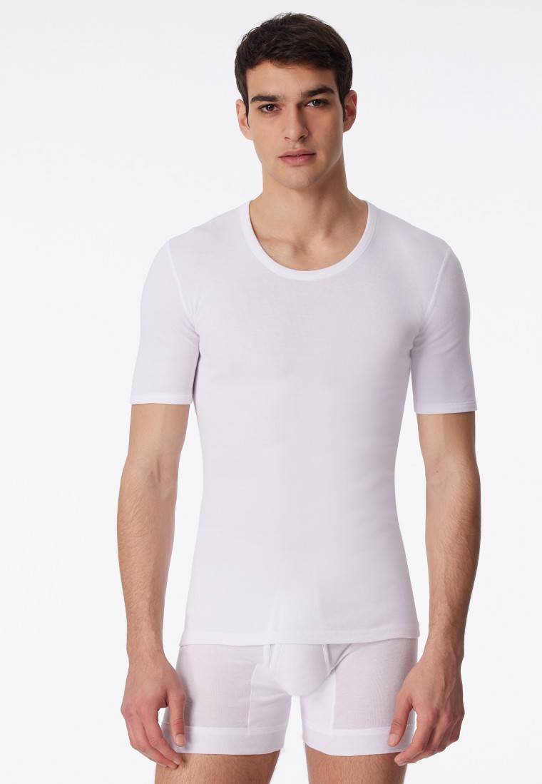Schiesser Shirt kurzarm weiß - Essentials Feinripp Letzter Tag