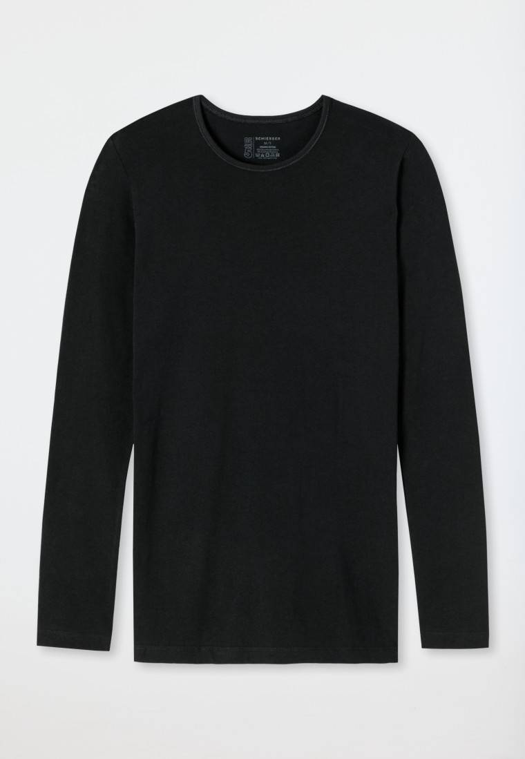 Schiesser Shirt langarm Organic Cotton Rundhals schwarz - 95/5 Bis zu 60% Rabatt