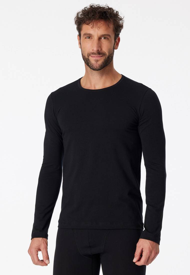 Schiesser Shirt langarm Organic Cotton Rundhals schwarz - 95/5 Bis zu 60% Rabatt