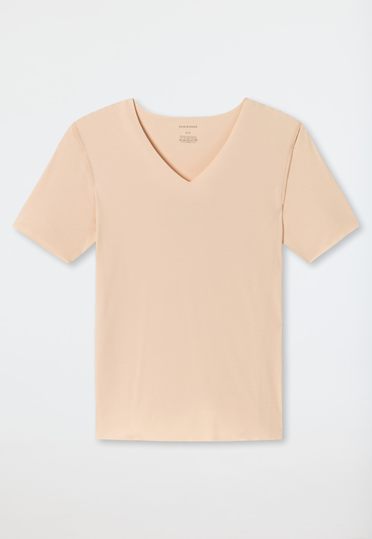 Schiesser Shirt Interlock seamless kurzarm V-Ausschnitt clay - Laser Cut Bis zu 65% Rabatt