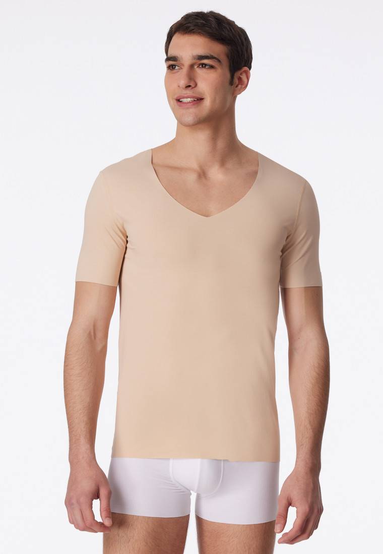 Schiesser Shirt Interlock seamless kurzarm V-Ausschnitt clay - Laser Cut Bis zu 65% Rabatt