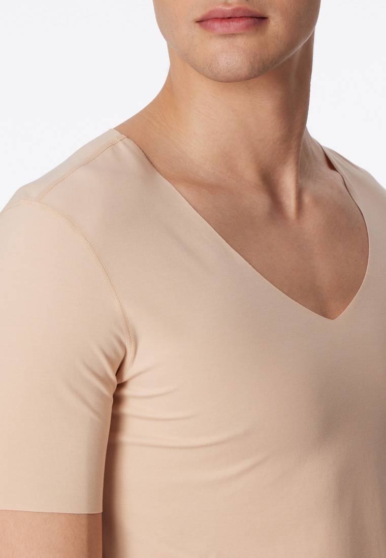 Schiesser Shirt Interlock seamless kurzarm V-Ausschnitt clay - Laser Cut Bis zu 65% Rabatt