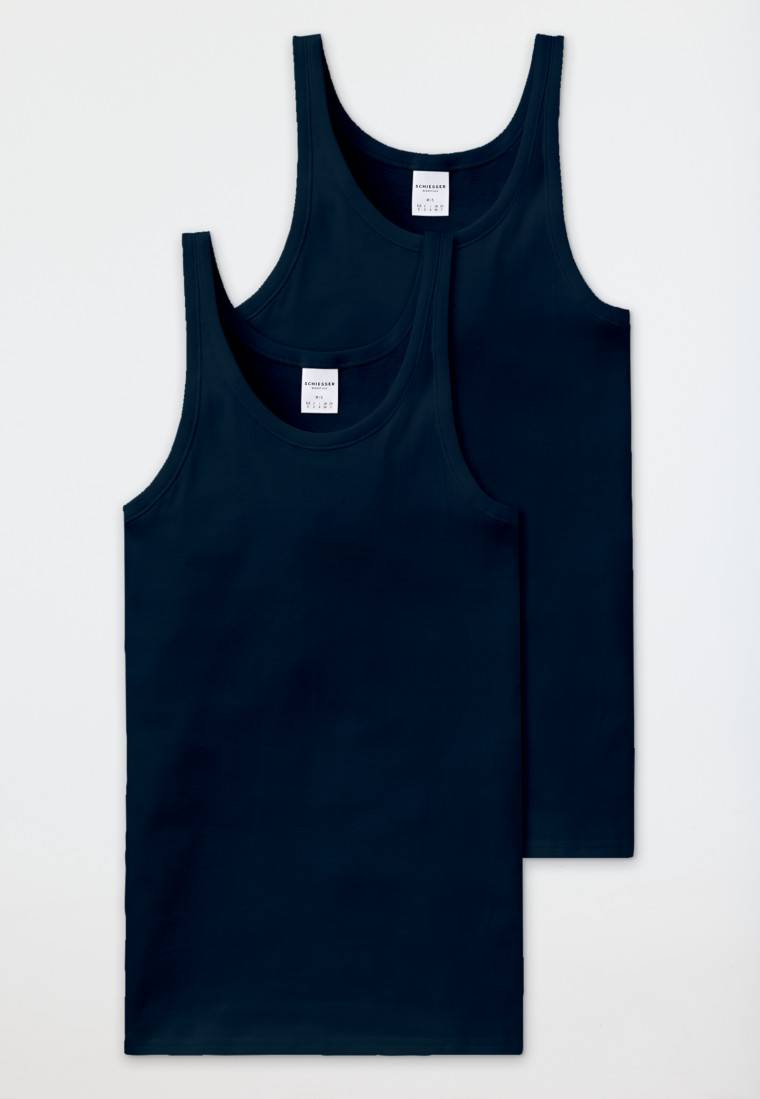 Schiesser Unterhemden 2er-Pack navy - Essentials Feinripp Super Rabatt