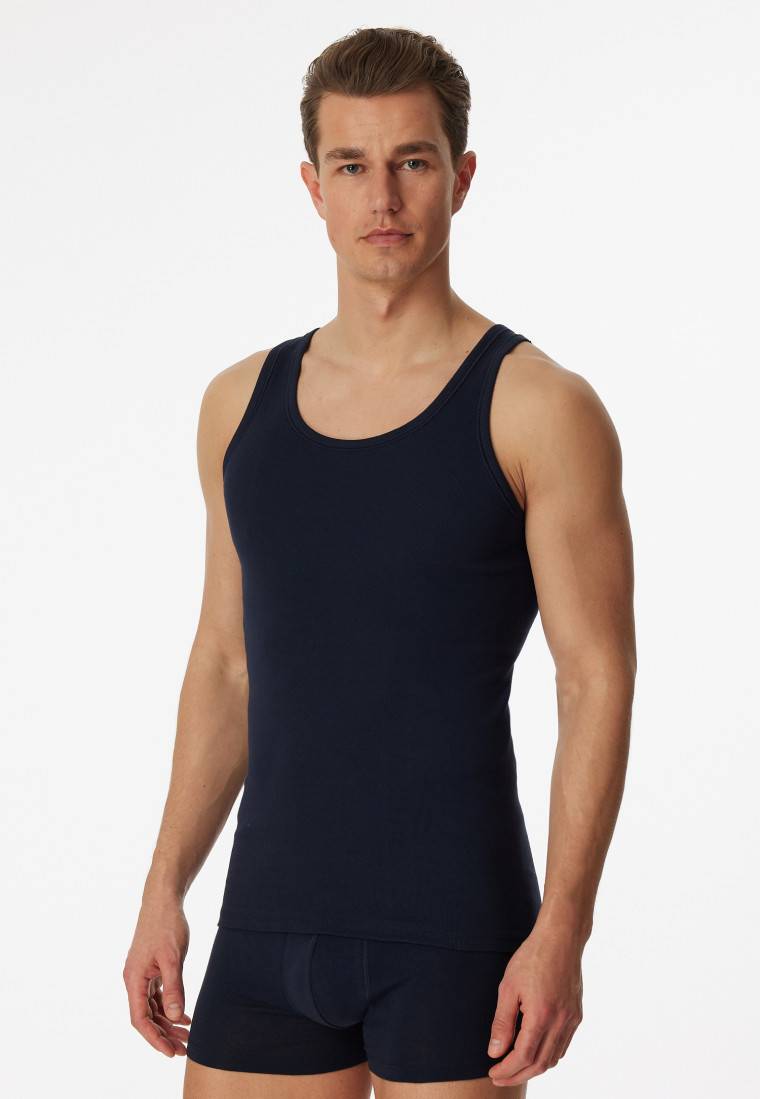 Schiesser Unterhemden 2er-Pack navy - Essentials Feinripp Super Rabatt