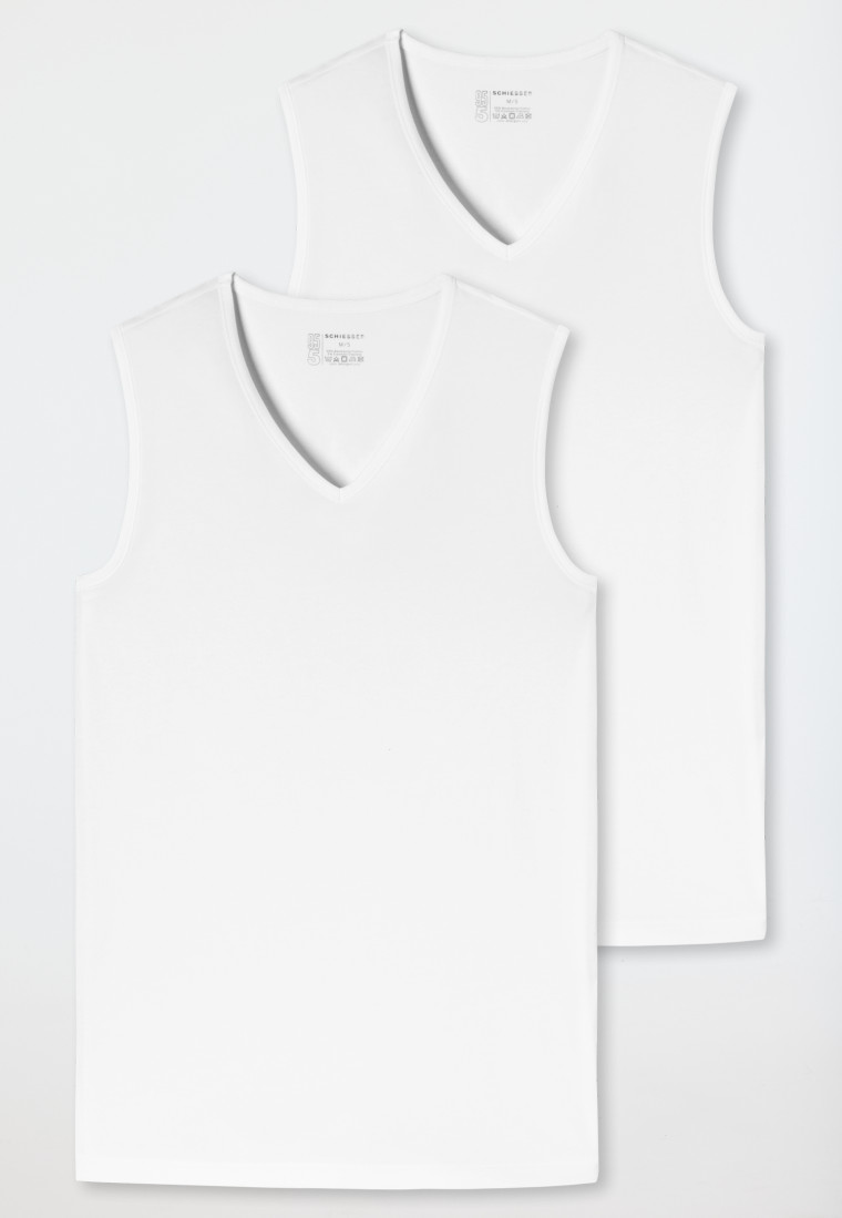 Schiesser Tank Tops 2er-Pack Organic Cotton V-Ausschnitt weiß - 95/5 Riesige Rabatte
